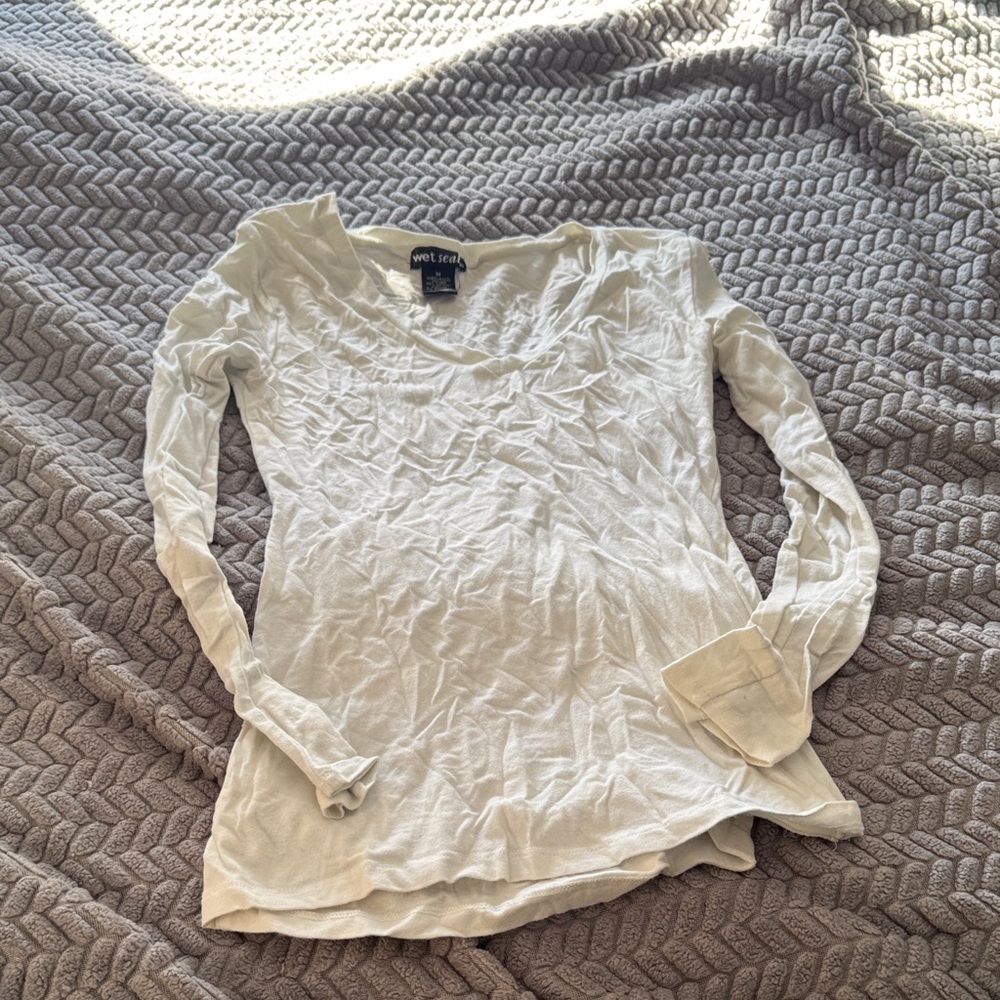 Wet Seal Light Cream Long Sleeve Top